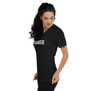 Influencer. Fire-Baptized. Unisex Short Sleeve V-Neck T-Shirt